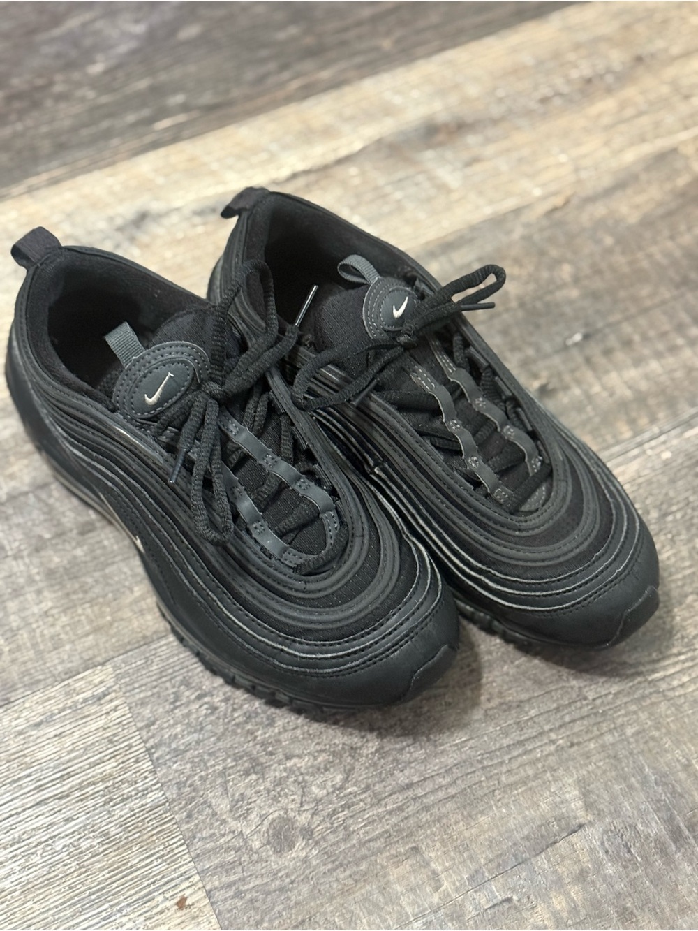 Nike Air Max 97 Triple Black GS Youth Size 4Y Sneakers Athletic Shoes 921522-011